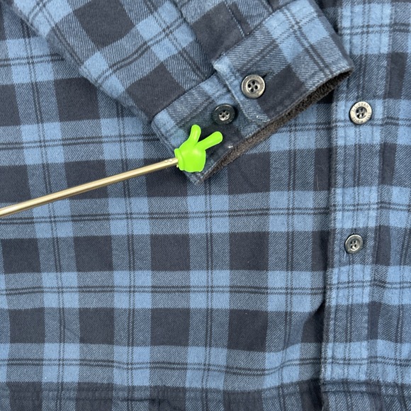 LL Bean Fleece Lined Flannel Shirt Jacket Blue Plaid Men's XL Tall - Picture 4 of 13